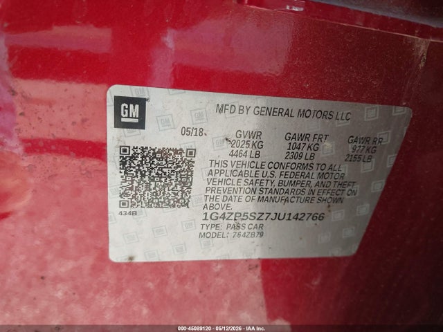 Aukcja sprzedaży 2018 Buick Lacrosse Essence, vin: 1G4ZP5SZ7JU142766, numer aukcji: 45089120