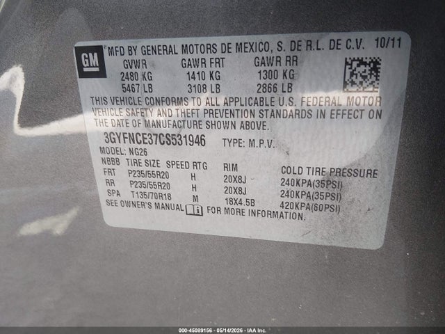 Продажа на аукционе авто 2012 Cadillac Srx Premium Collection, vin: 3GYFNCE37CS531946, номер лота: 45089156