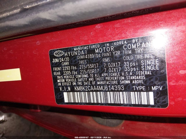 KM8K2CAA4MU614393 Hyundai Kona Sel