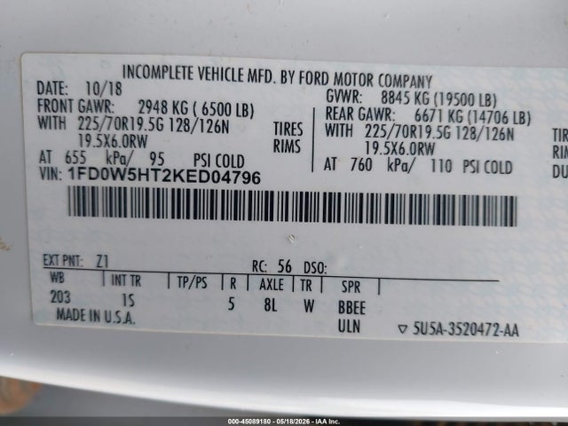 1FD0W5HT2KED04796 Ford F-550 Chassis Xl