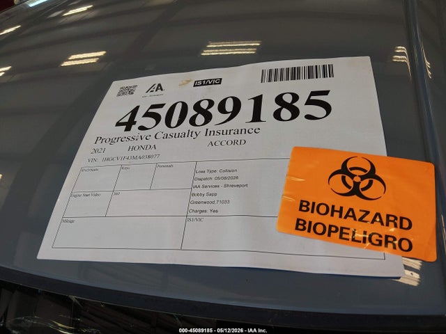 1HGCV1F43MA038077 Honda Accord Sport Special Edition