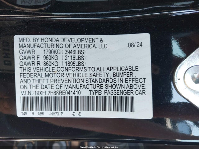 Продаж на аукціоні авто 2024 Honda Civic Sport, vin: 19XFL2H88RE041410, номер лоту: 45089202