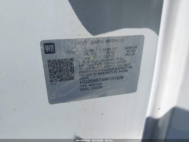45089245 :رقم المزاد ، 1G1ZD5STXRF157828 vin ، 2024 Chevrolet Malibu Fwd 1lt مزاد بيع