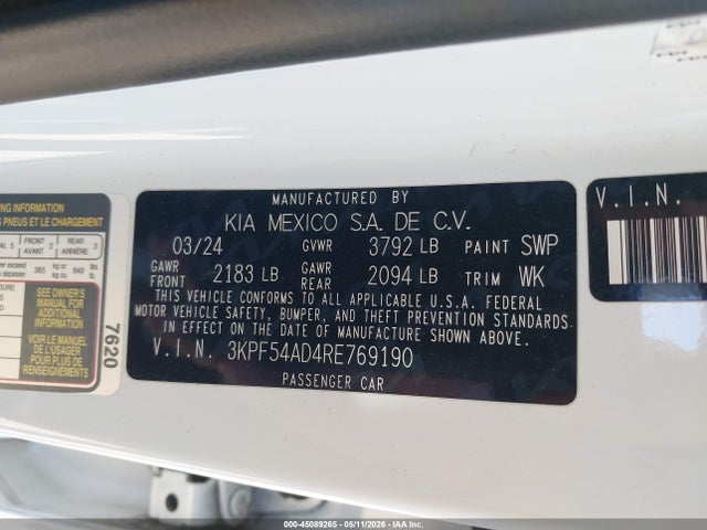 KIA Forte Gt-line 2024 3KPF54AD4RE769190 Image 9