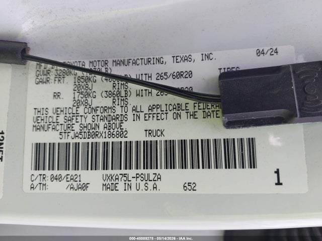 5TFJA5DB0RX186802 Toyota Tundra Limited