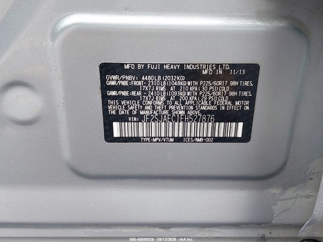 Subaru Forester 2.5i Premium 2014 JF2SJAEC1EH527876 Image 9