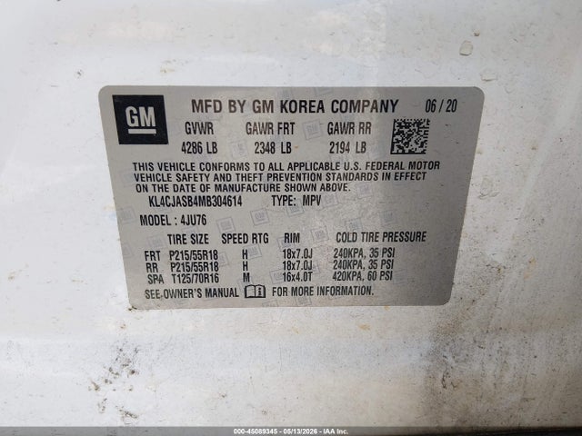 Aukcja sprzedaży 2021 Buick Encore Fwd Preferred, vin: KL4CJASB4MB304614, numer aukcji: 45089345