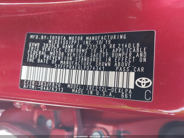 5YFEPRAE6LP074341 Toyota COROLLA LE
