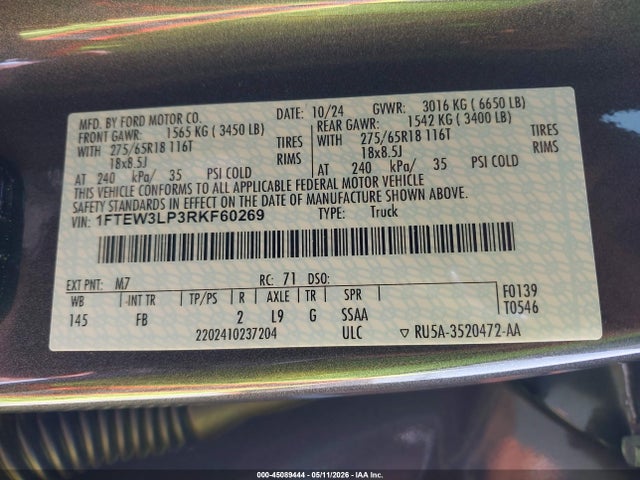 Ford F-150 Xlt 2024 1FTEW3LP3RKF60269 Image 9