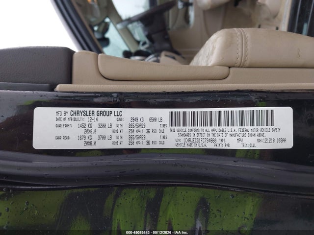 Aukcja sprzedaży 2015 Jeep Grand Cherokee Overland, vin: 1C4RJECG1FC734860, numer aukcji: 45089443