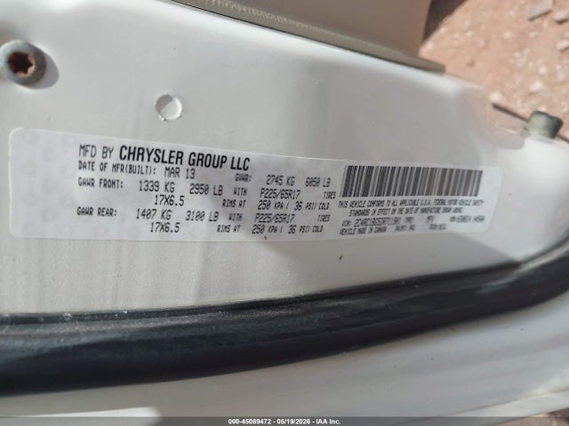 2013 Chrysler Town & Country Touring მანქანა იყიდება აუქციონზე, vin: 2C4RC1BG5DR711901, აუქციონის ნომერი: 45089472