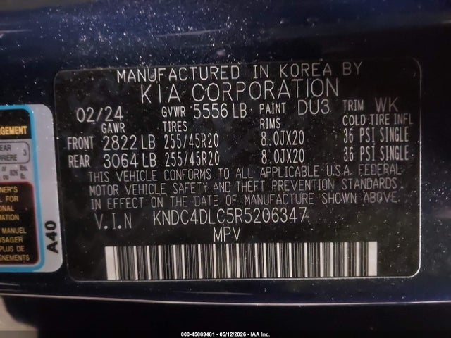 Aukcja sprzedaży 2024 Kia Ev6 Gt-line, vin: KNDC4DLC5R5206347, numer aukcji: 45089481
