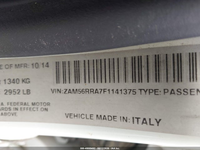 45089492 :رقم المزاد ، ZAM56RRA7F1141375 vin ، 2015 Maserati Quattroporte S Q4 مزاد بيع