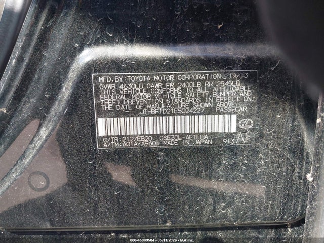 Продажа на аукционе авто 2014 Lexus Is 250, vin: JTHBF1D21E5024227, номер лота: 45089504