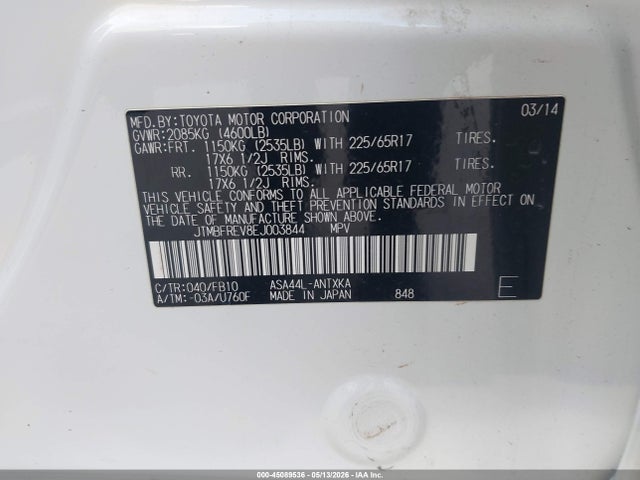 Toyota RAV4 LE 2014 JTMBFREV8EJ003844 Image 9