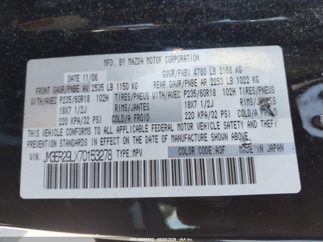 Aukcja sprzedaży 2007 Mazda Cx-7 Sport, vin: JM3ER29LX70153278, numer aukcji: 45089552