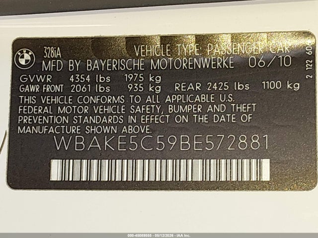 Продажа на аукционе авто 2011 Bmw 328i, vin: WBAKE5C59BE572881, номер лота: 45089555