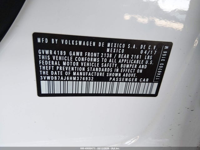 3VWDB7AJ6HM376932 Volkswagen Jetta 1.4t Se