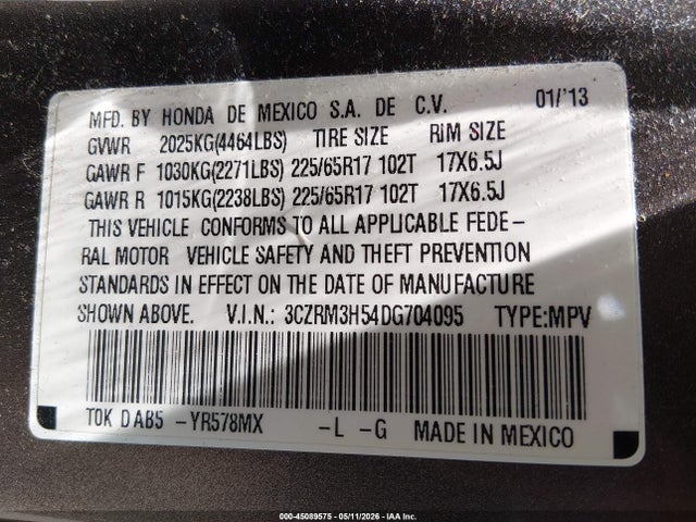 Aukcja sprzedaży 2013 Honda Cr-v Ex, vin: 3CZRM3H54DG704095, numer aukcji: 45089575