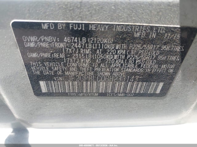 Продаж на аукціоні авто 2016 Subaru Crosstrek Hybrid Touring, vin: JF2GPBLC0GH233143, номер лоту: 45089671