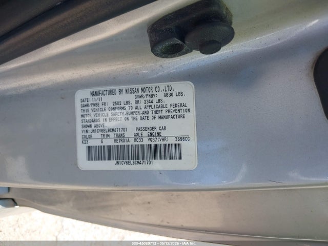 Продажа на аукционе авто 2012 Infiniti G37x, vin: JN1CV6EL9CM471701, номер лота: 45089713