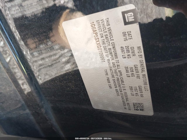 Aukcja sprzedaży 2016 Cadillac Cts Standard, vin: 1G6AP5SXXG0109991, numer aukcji: 45089724