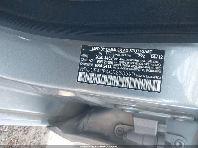 45089729 :رقم المزاد ، WDDGF4HB4CR233590 vin ، 2012 Mercedes-benz C 250 Sport مزاد بيع