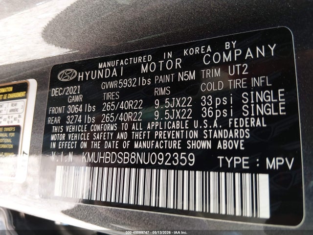 Aukcja sprzedaży 2022 Genesis Gv80 2.5t Awd, vin: KMUHBDSB8NU092359, numer aukcji: 45089747