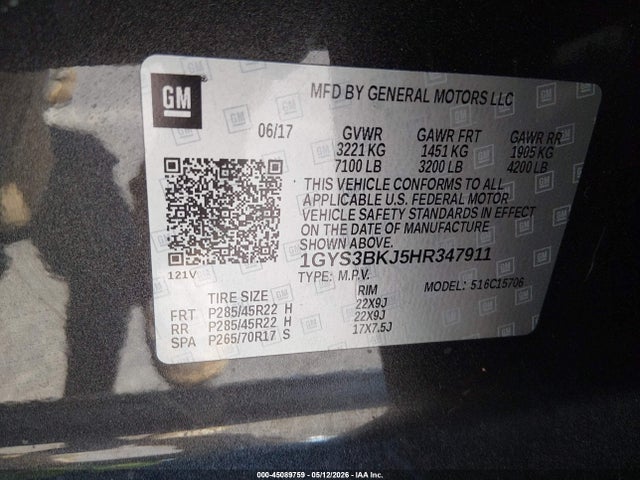 Продаж на аукціоні авто 2017 Cadillac Escalade Luxury, vin: 1GYS3BKJ5HR347911, номер лоту: 45089759