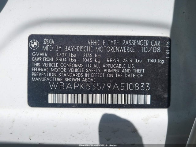 Aukcja sprzedaży 2009 Bmw 328i Xdrive, vin: WBAPK53579A510833, numer aukcji: 45089785