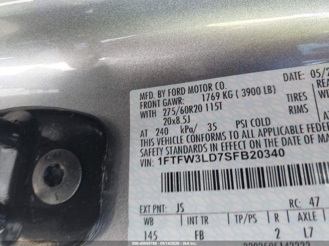 Ford F-150 Xlt 2025 1FTFW3LD7SFB20340 Image 9