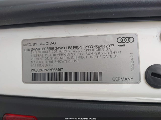 Продажа на аукционе авто 2019 Audi A6 55 Premium, vin: WAUL2AF24KN038467, номер лота: 45089795