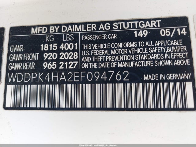 Продажа на аукционе авто 2014 Mercedes-benz Slk 250, vin: WDDPK4HA2EF094762, номер лота: 45089851