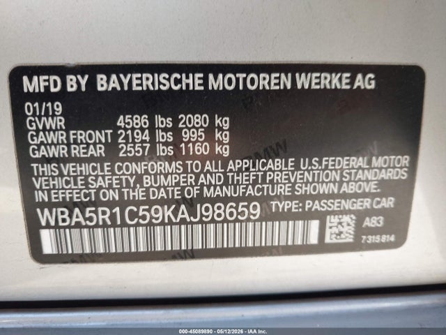 Продаж на аукціоні авто 2019 Bmw 330i, vin: WBA5R1C59KAJ98659, номер лоту: 45089890