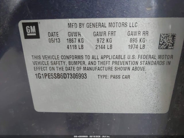 Aukcja sprzedaży 2013 Chevrolet Cruze 2lt Auto, vin: 1G1PE5SB6D7306993, numer aukcji: 45089909