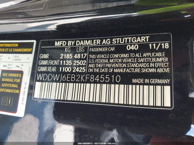 Продажа на аукционе авто 2019 Mercedes-benz Amg C 43 4matic, vin: WDDWJ6EB2KF845510, номер лота: 45089913