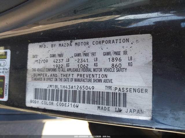 Продаж на аукціоні авто 2010 Mazda Mazdaspeed3 Sport, vin: JM1BL1H43A1265049, номер лоту: 45090006