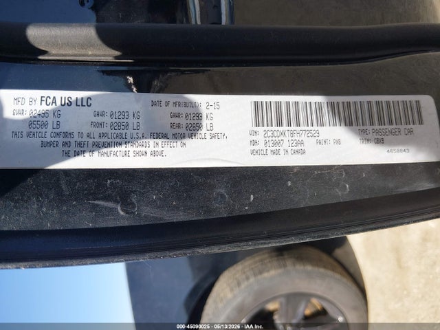 45090025 :رقم المزاد ، 2C3CDXKT8FH772529 vin ، 2015 Dodge Charger Police مزاد بيع
