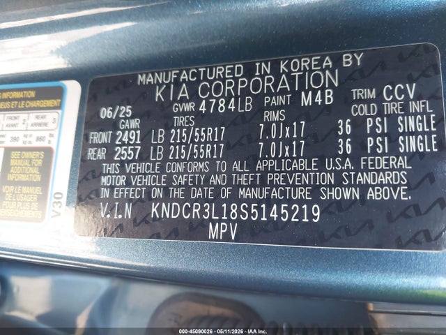 Продаж на аукціоні авто 2025 Kia Niro Ev Wind, vin: KNDCR3L18S5145219, номер лоту: 45090026