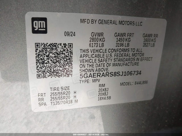 Aukcja sprzedaży 2025 Buick Enclave Preferred Fwd, vin: 5GAERARS8SJ106734, numer aukcji: 45090027