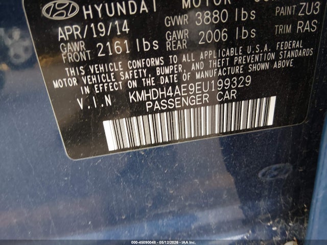 KMHDH4AE9EU199329 Hyundai ELANTRA SE