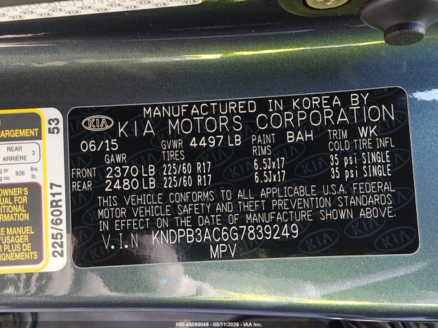 KNDPB3AC6G7839249 KIA Sportage Lx