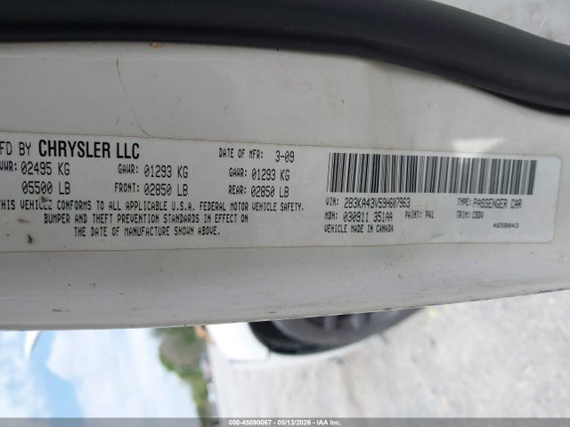 2009 Dodge Charger Srt8 მანქანა იყიდება აუქციონზე, vin: 2B3LA73W49H590586, აუქციონის ნომერი: 45090067