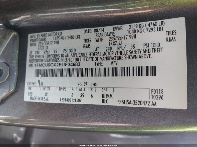 Продажа на аукционе авто 2014 Ford Escape Se, vin: 1FMCU9GX2EUE34683, номер лота: 45090145