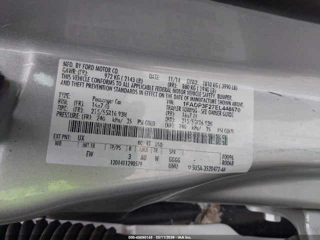 45090149 :رقم المزاد ، 1FADP3F27EL448870 vin ، 2014 Ford Focus Se مزاد بيع