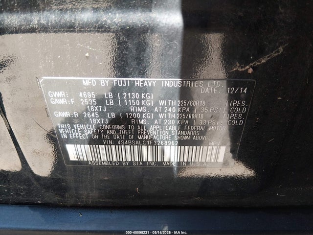 Продажа на аукционе авто 2015 Subaru Outback 2.5i Limited, vin: 4S4BSALC1F3268962, номер лота: 45090231