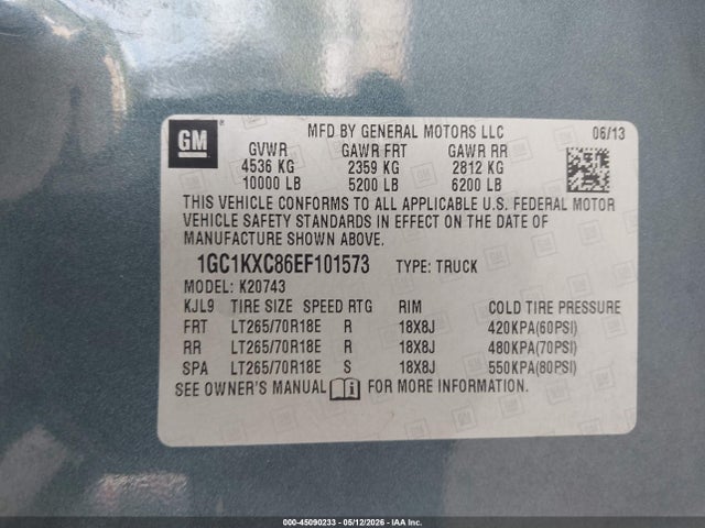 1GC1KXC86EF101573 Chevrolet Silverado 2500hd Lt