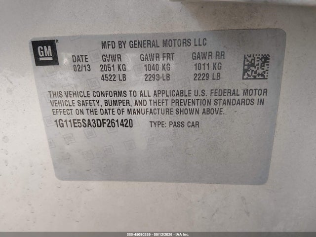 Продаж на аукціоні авто 2013 Chevrolet Malibu 2lt, vin: 1G11E5SA3DF261420, номер лоту: 45090259