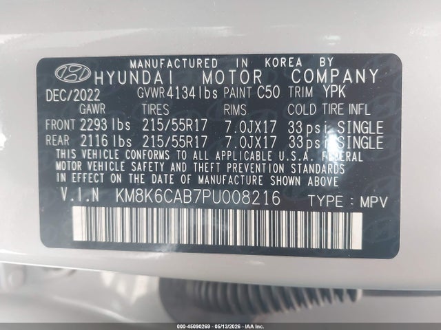 KM8K6CAB7PU008216 Hyundai Kona Sel
