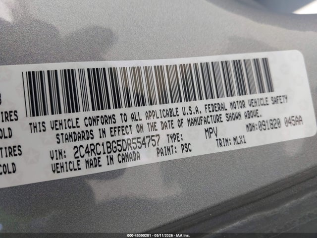Продажа на аукционе авто 2013 Chrysler Town & Country Touring, vin: 2C4RC1BG5DR554757, номер лота: 45090281